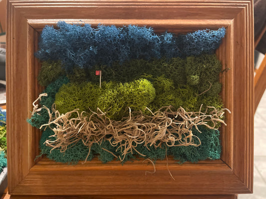 Make any golf lover happy with these replicas of iconic golf holes with a funky, vibrant, moss art twist. Perfect for golf course clubhouses, and golf lovers desks, shelves, coffee tables, and home offices.